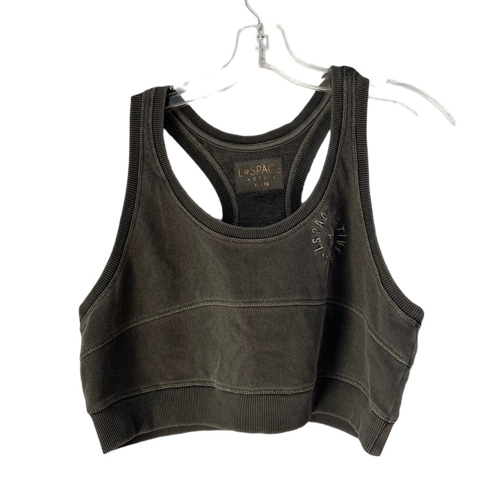 NWOT L Space Out Bound Active Top Gray Ribbed Racerback Tank XL Bra